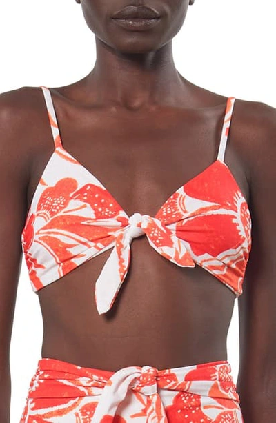 Shop Mara Hoffman Carla Tie Front Bikini Top In Red Multi