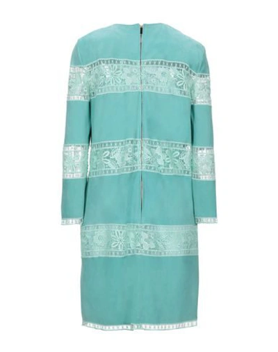 Shop Blumarine Woman Mini Dress Turquoise Size 6 Goat Skin, Polyester, Polyamide In Blue