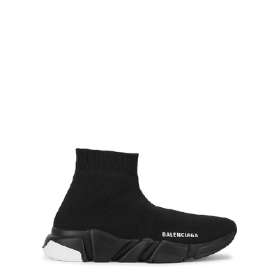 Shop Balenciaga Speed Black Stretch-knit Sneakers