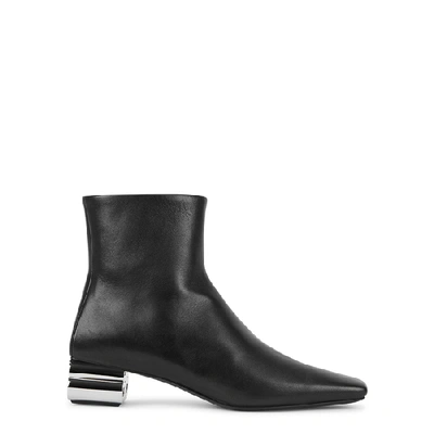 Shop Balenciaga Typo 50 Black Leather Ankle Boots In Black And Silver