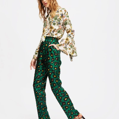 Shop La Doublej Pajama Pants In Flower Leopard Verde