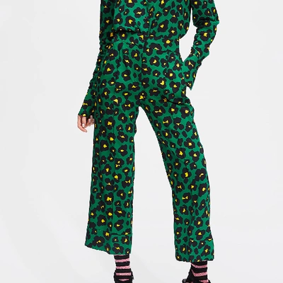 Shop La Doublej Cropped Anna Pants In Flower Leopard Verde
