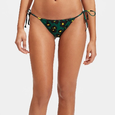 Shop La Doublej String Bikini Bottom In Flower Leopard Verde