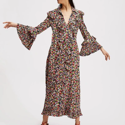 La Doublej Silk Long Fancy Dress In Granny