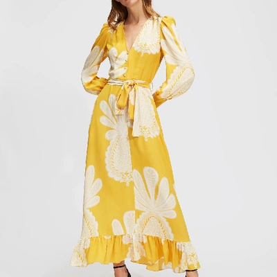 La Doublej Super Smokin' Hot Long Sleeve Silk Dress In Big Pineapple