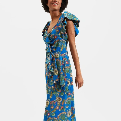 La Doublej Date Night Thistle Print Dress In Thistle Blu