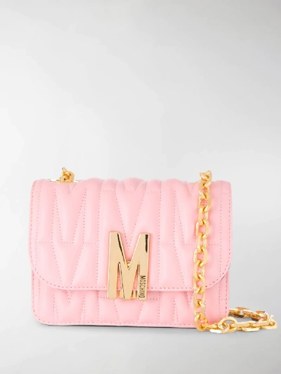 Shop Moschino M-quilted Shoulder Bag In Pink
