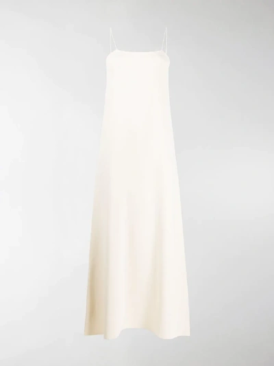 Shop Jil Sander Square Long Slip Dress In White