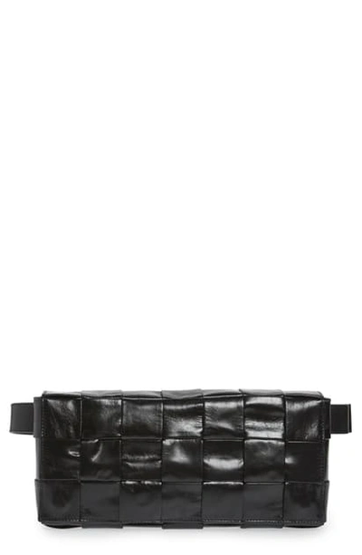 Shop Bottega Veneta Intrecciato Leather Belt Bag In Black