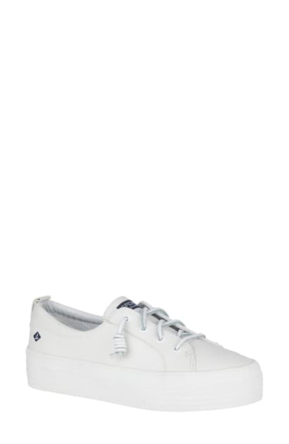 sperry white shoes leather