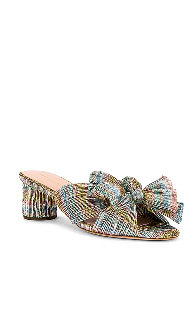 LOEFFLER RANDALL EMILIA PLEATED KNOT MULE – PASTEL CANDY STRIPE