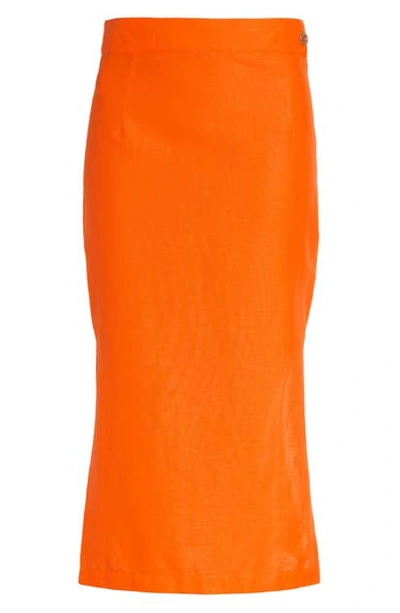 Shop Simon Miller Prado Cotton & Linen Midi Skirt In Tangerine