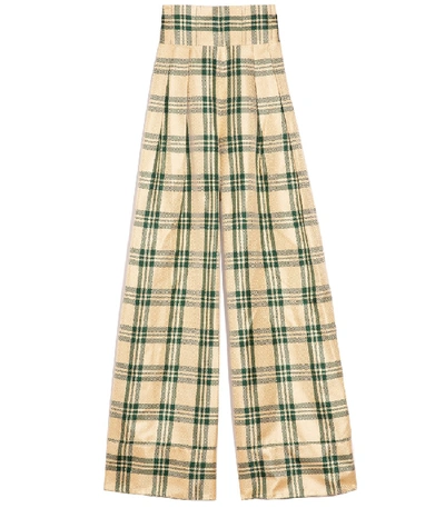 Shop Rosie Assoulin Corset Waist Trousers In Beige Green Plaid In Multi
