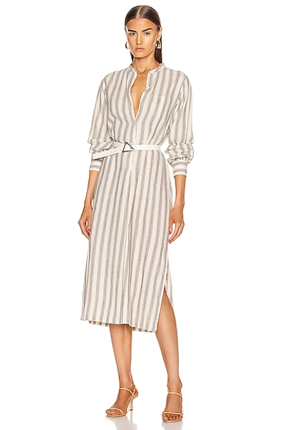Nili Lotan Malia Striped Cotton And Linen-blend Midi Shirt Dress In  Black/white | ModeSens