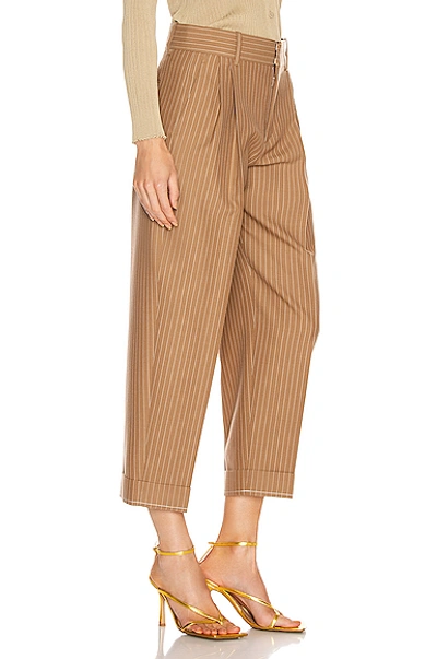 Shop Chloé Pinstripe Tailored Pant In Hevea Brown