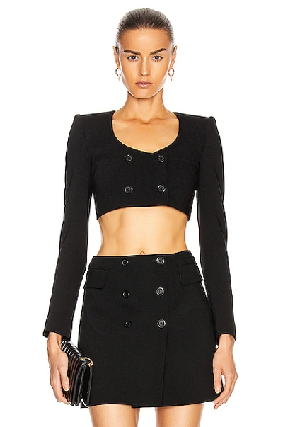 Shop Dolce & Gabbana Crop Long Sleeve Jacket In Black