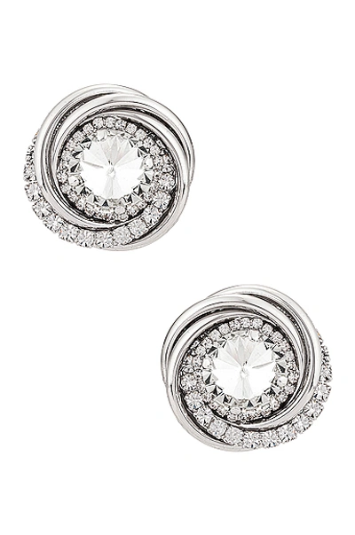 Shop Alessandra Rich Double Torchion Earrings In Crystal