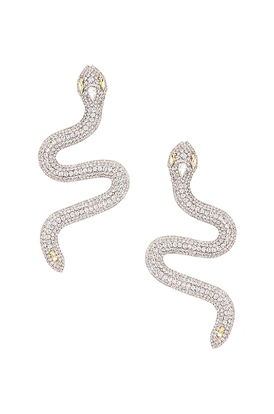 Shop Alessandra Rich Snake Earrings In Crystal
