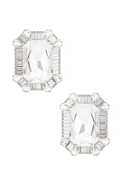 Shop Alessandra Rich Square Crystal Clip Earrings