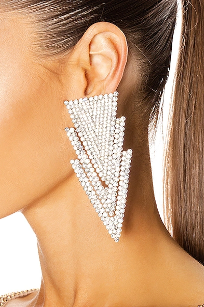 Shop Alessandra Rich Three Triangle Earrings In Crystal