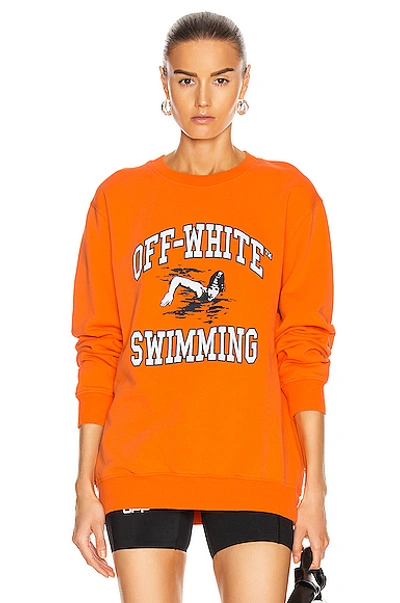 Shop Off-white Swimming Crewneck Sweatershirt In Orange