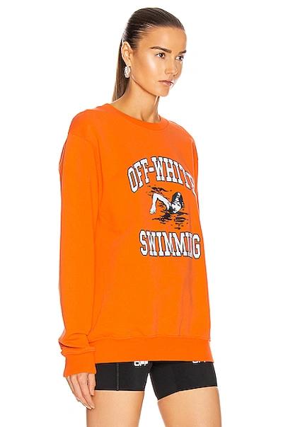 Shop Off-white Swimming Crewneck Sweatershirt In Orange