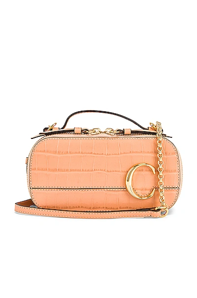 Shop Chloé C Embossed Croc Vanity Bag In Milky Orange