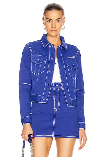 Shop Off-white Long Denim Jacket In Blue