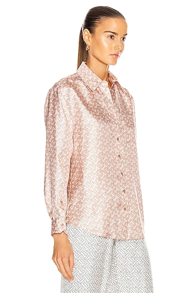 Shop Burberry Monogram Button Down Top In Pale Copper Pink