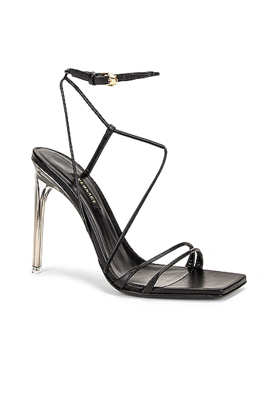 Shop Versace Strappy Heels In Black & Gold