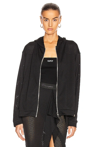 Rick Owens X Champion Mesh Hooded Windbreaker Jacket In Black | ModeSens