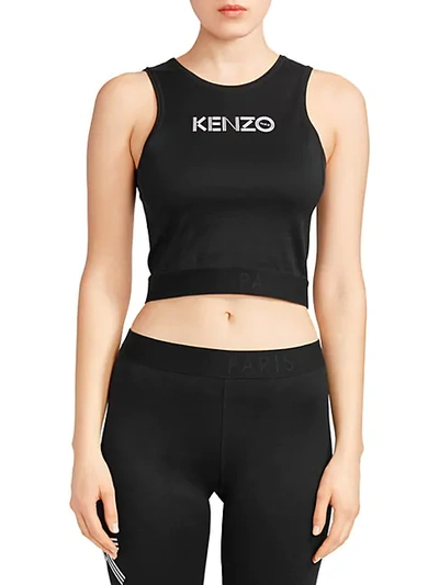 Shop Kenzo Logo Stretch Cotton Sport Bra In Bordeaux