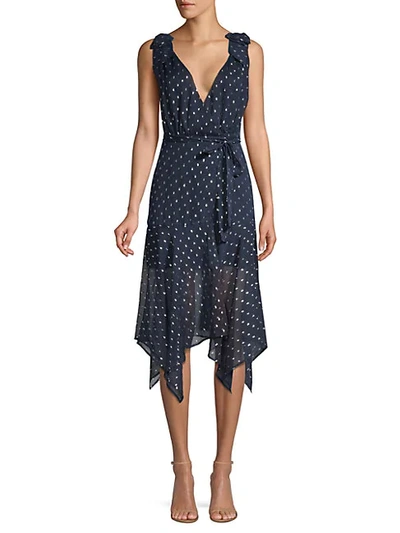 Shop The Kooples Sleeveless Polka Dot Midi Dress In Navy