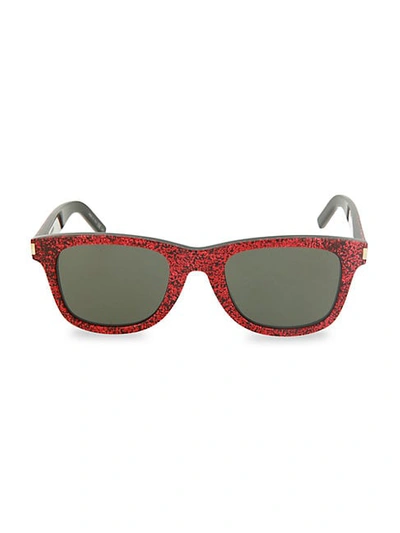 Shop Saint Laurent 50mm Square Core Sunglasses In Red Green