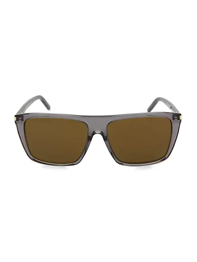 Shop Saint Laurent 57mm Square Core Sunglasses In Grey