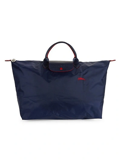 Shop Longchamp Le Pliage Club Nylon Top Handle Bag In Blue