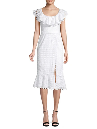 Shop Saloni Ella Broderie Anglaise Ruffle Dress In White