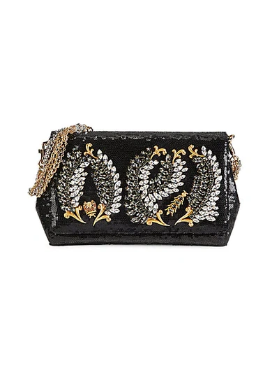 Shop Dolce & Gabbana Embellished Sequin Shoulder Bag In Black