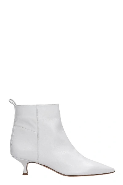 Shop Anna F Low Heels Ankle Boots In White Leather