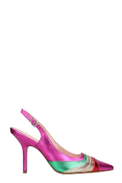Shop Anna F Pumps In Fuxia Leather
