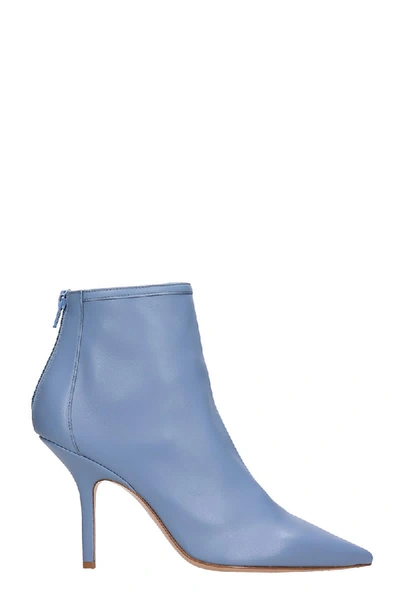 Shop Anna F High Heels Ankle Boots In Cyan Leather