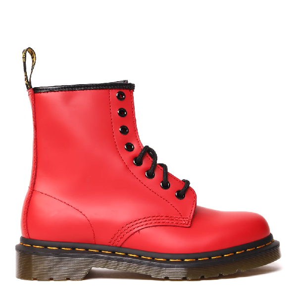 red combat boots