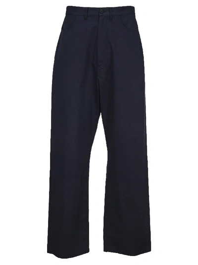 Shop Balenciaga Baggy Chino Pants In Navy