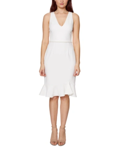 Shop Betsey Johnson Petite Imitation-pearl Flounce Dress In White