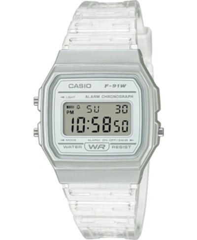Casio Unisex Digital Clear Jelly Strap Watch 35.2mm In Clear