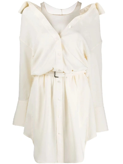 Shop Alexander Wang Off-the-shoulder Shirt Dress Ivory In White
