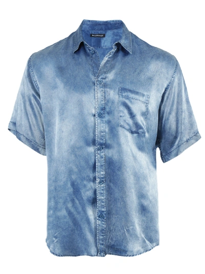 Shop Balenciaga Blue Acid Wash Bowling Shirt