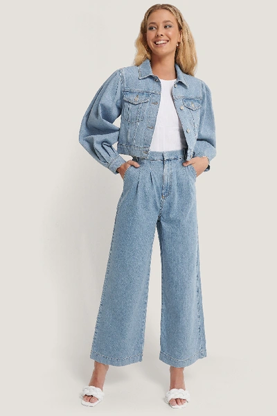 Shop Annais X Na-kd Tailored Denim Pants Blue In Light Blue