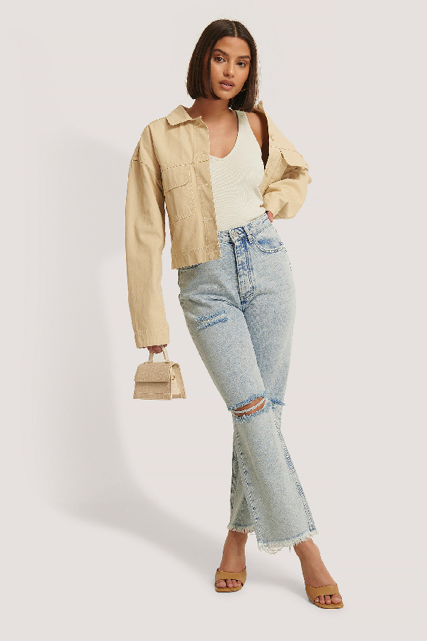 high waist destroyed jeans