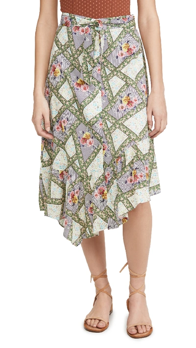 Shop Playa Lucila Printed Skirt In Green Multi Floral